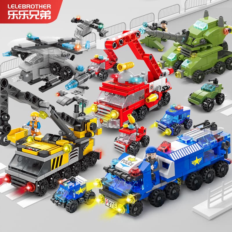 Compatible with Lego 6-in-1 City Police boy military kindergarten small particle puzzle assembling building blocks toy wholesale