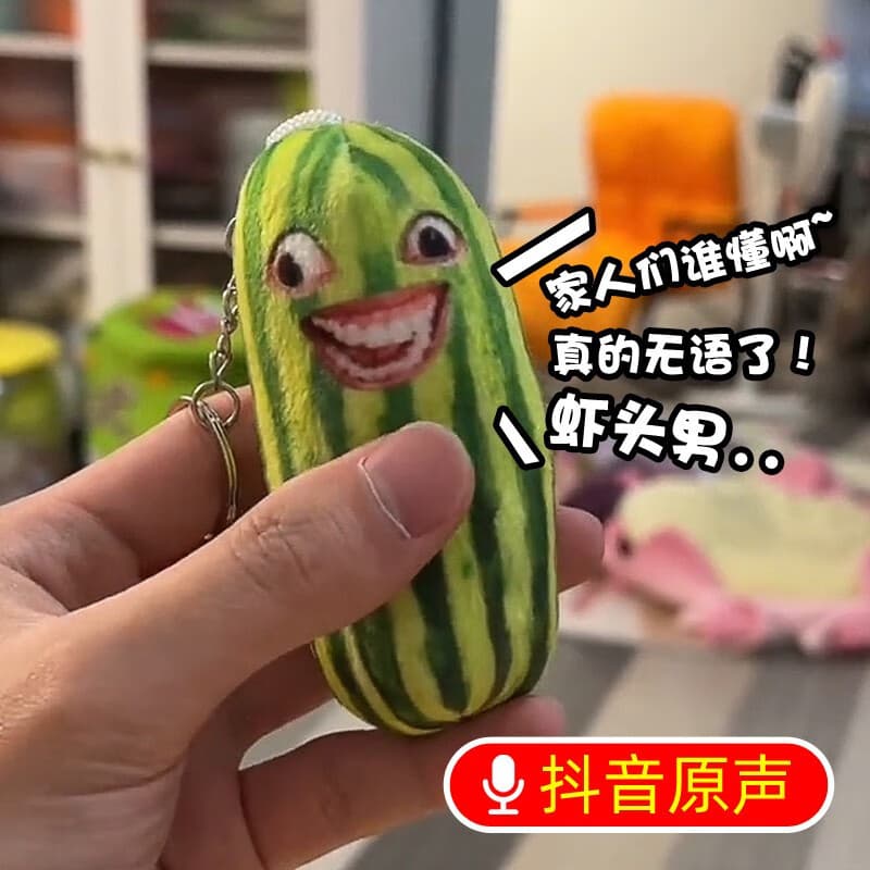 Shake the voice of the family who understand the watermelon special effects pendant voice watermelon sliver funny voice keychain doll