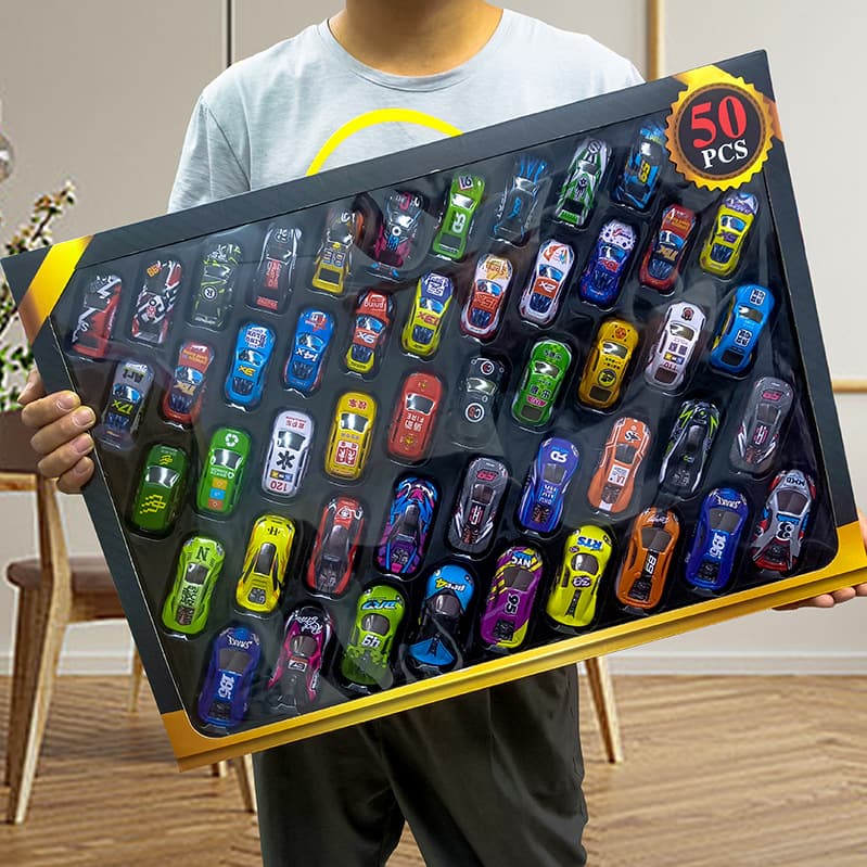 50 Large Gift Box Multifunctional Alloy Racing Car Douyin Pull-Back Car Kidsren's Toy Car Gift Gift