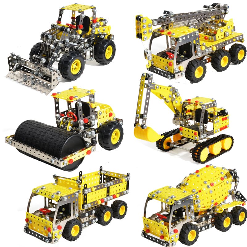 Cross-Border 3D Metal Assembled Engineering Vehicle Model Boy Dinosaur Toy DIY Desktop Ornament Nut Assembly Gift