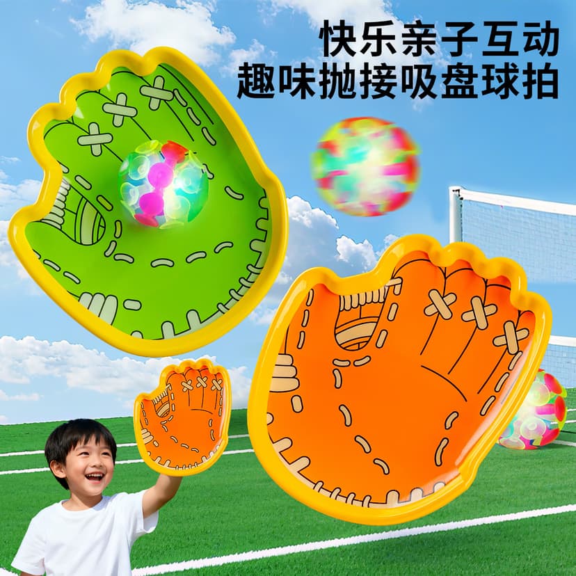 Fun Throwing and Catching Parent-Child Interactive Target Luminous Suction Cup Ball Children's Sports Double Docking Game Hand Throwing Ball