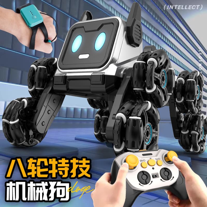 New Children's Remote Control Car Eight-Wheel Stunt Mechanical Dog Electric Watch Sensor Smart Robot Toy Wholesale