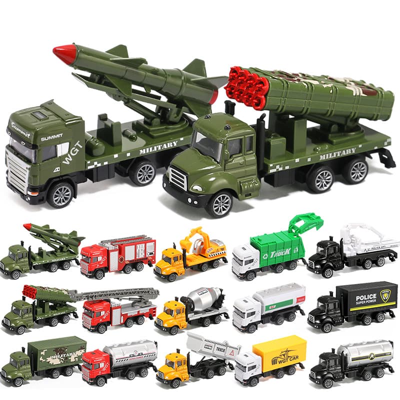 Toy Fire Truck Kidsren's Engineering Vehicle Boy Excavator Alloy Car Set Military Vehicle Popular Street Stall