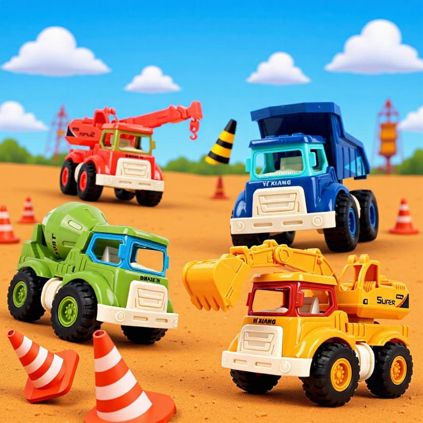 Children's Toy Engineering Vehicle Simulation Excavator Dumper Truck Crane Mixer Inertia Driving Boys Small Toys