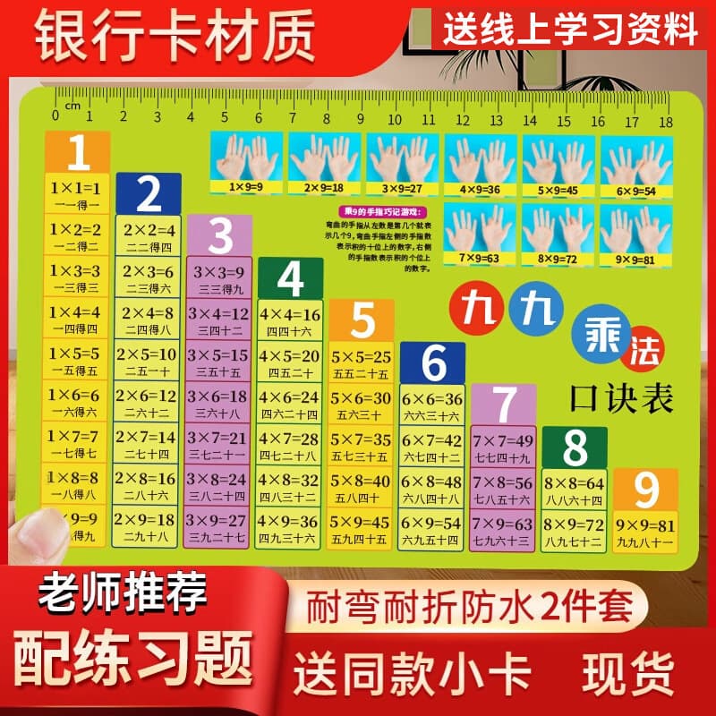 Primary School Students' 99 Multiplication Card 99 Formula Table Mathematics Teaching Aids Learning Card Early Childhood Education Division Clock Card