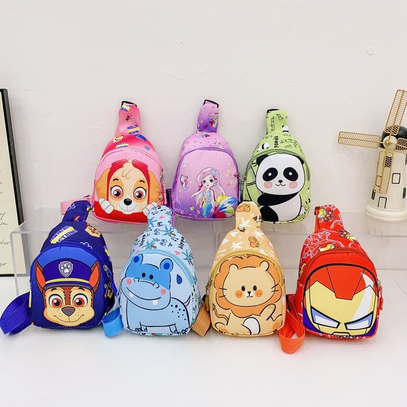 2025 New Children's Chest Bag Wang Wang Team Cute Cartoon Change Small Bag for Boys and Girls Baby Shoulder Crossbody Backpack
