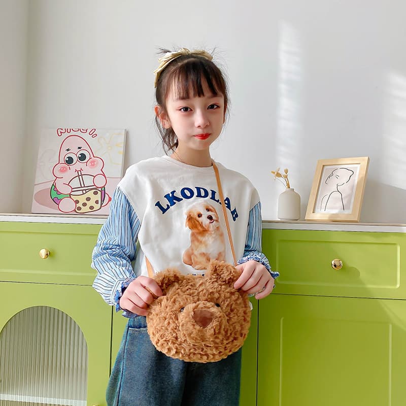 2025 Little Bear Bag Cute Cartoon Plush Doll Bear Head Bag Doll Backpack Women's Crossbody Bag Factory Direct Sales