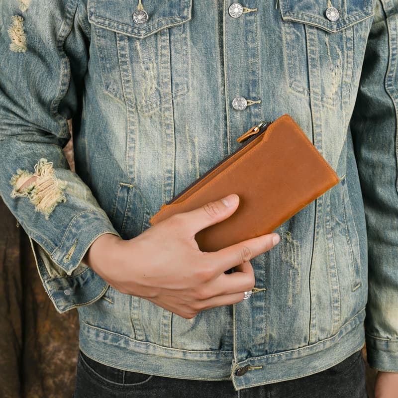 Men's retro leather wallet, men's factory wholesale, RFID