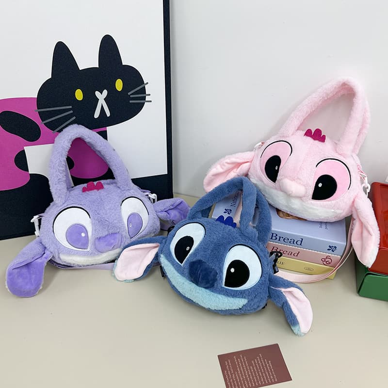 Stitch Plush Doll Crossbody Bag for Girls, Plush Toy Handheld Crossbody Backpack for Students, Soft Cute Doll Bag