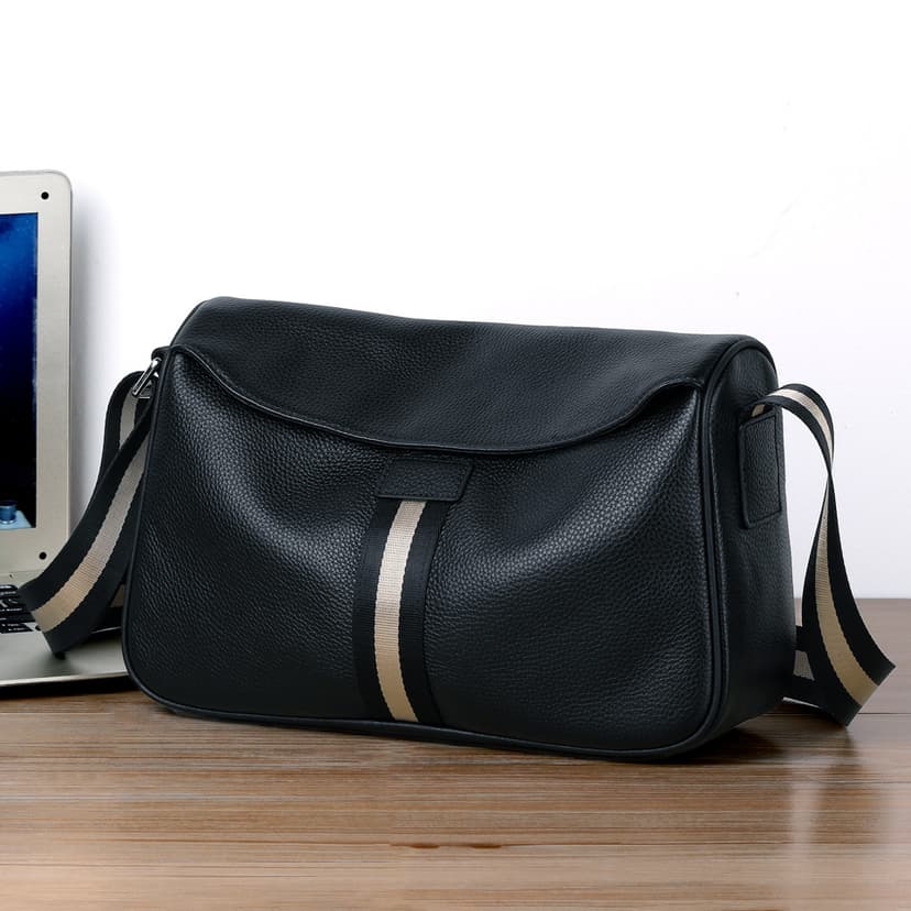 New Trendy Men's Bag Genuine Leather Men's Shoulder Bag Soft Cowhide Crossbody Bag Casual Sports Men's Fashion Bag