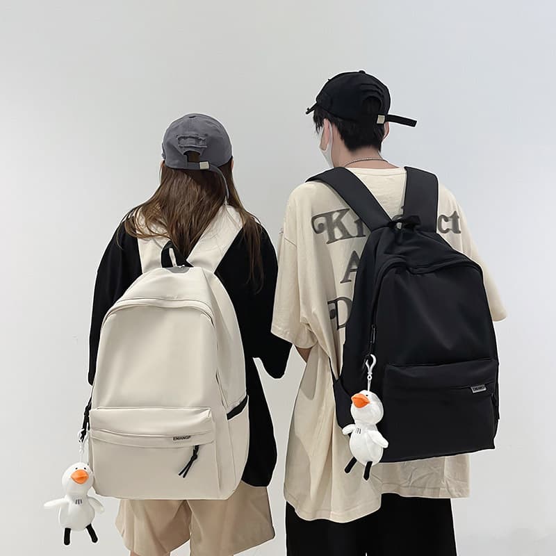 Backpack New Style Solid Color Simple Japanese and Korean Style Nylon Travel Backpack Men's Large Capacity Zipper School Bag Casual School Bag