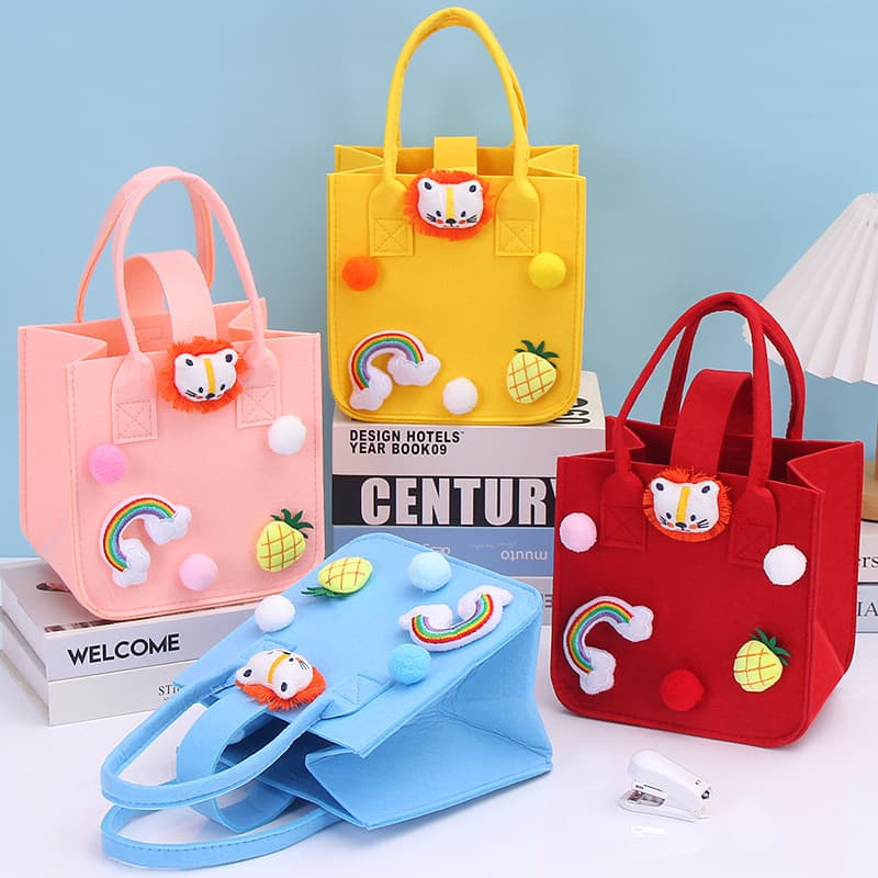 Internet Celebrity Felt Bag Printed Cartoon Red Felt Handbag Souvenir Gift Bag Advertising Storage Bag Tote Bag