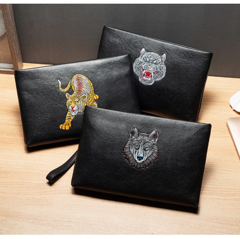 Animal Pattern New Men's Clutch Bag Soft Leather Envelope Bag First Layer Cowhide Large Capacity Business Clutch Coin Purse