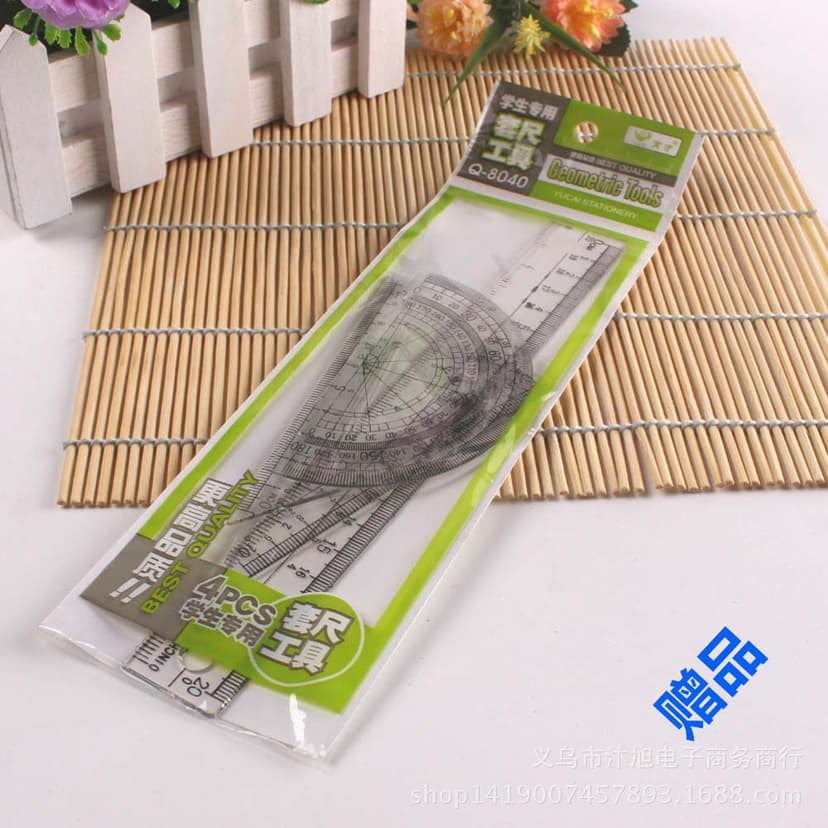 Set of Rulers for Children's Drawing and Office Use, Transparent Ruler, Triangle Ruler, 20cm Ruler, 15cm Student Ruler, Set of Rulers Wholesale