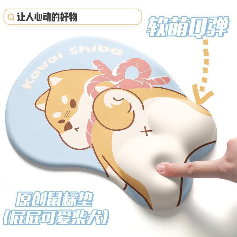 Japanese Chai Dog Cute Mouse Pad Wrist Ass Wrist Pad Three-dimensional 3D Chest Rubber Wrist Pad Girls Ins