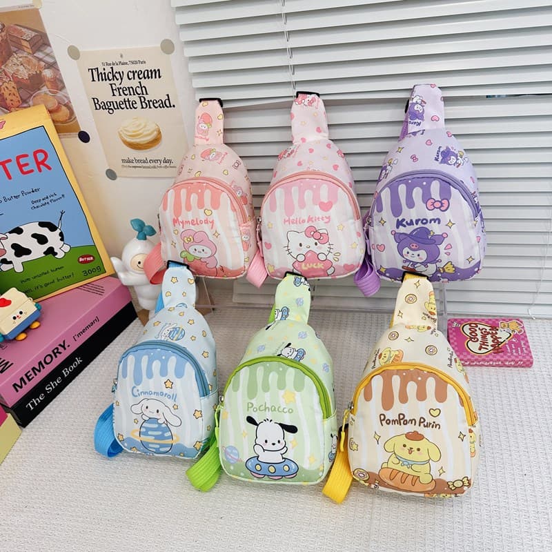 New Children's Bag Girl Cute Cartoon Printed Shoulder Crossbody Bag Lightweight All-match Accessories Change Chest Bag Wholesale