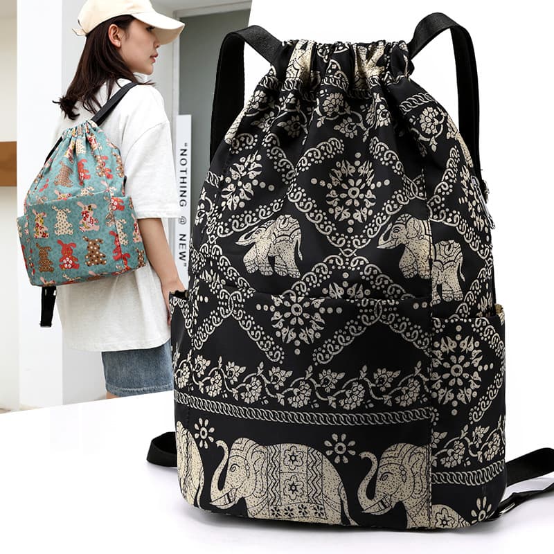 Customized Travel Bag Drawstring Backpack for Women, Simple Drawstring Storage Bag, Large Capacity Sports and Fitness Bag, Spring Bag