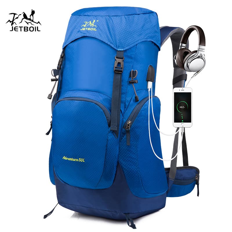 Jetebo Multi-function Trendy Super Waterproof Backpack Mountaineering Bag Large Capacity Outdoor Travel Sports Backpack