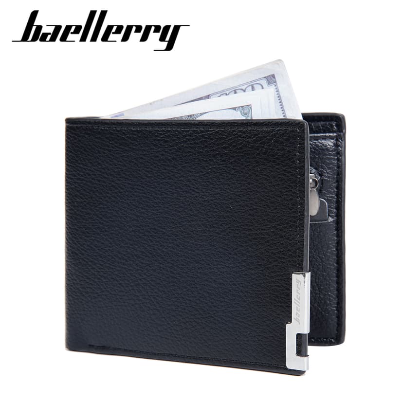 New Men's Short Wallet baellerry Cross-border Business Two-fold Iron Edge Wallet Young Men's Thin Card Bag