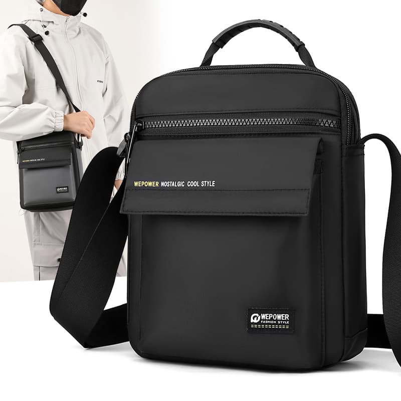 WEPOWER new men's casual simple shoulder bag portable large capacity storage messenger bag business handbag