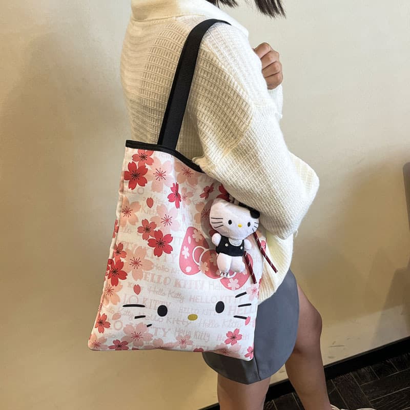 Large-Capacity Fashionable Handbag New Hello Kitty Cartoon Lightweight Versatile Shoulder Bag Portable Bag for Women When Going Out