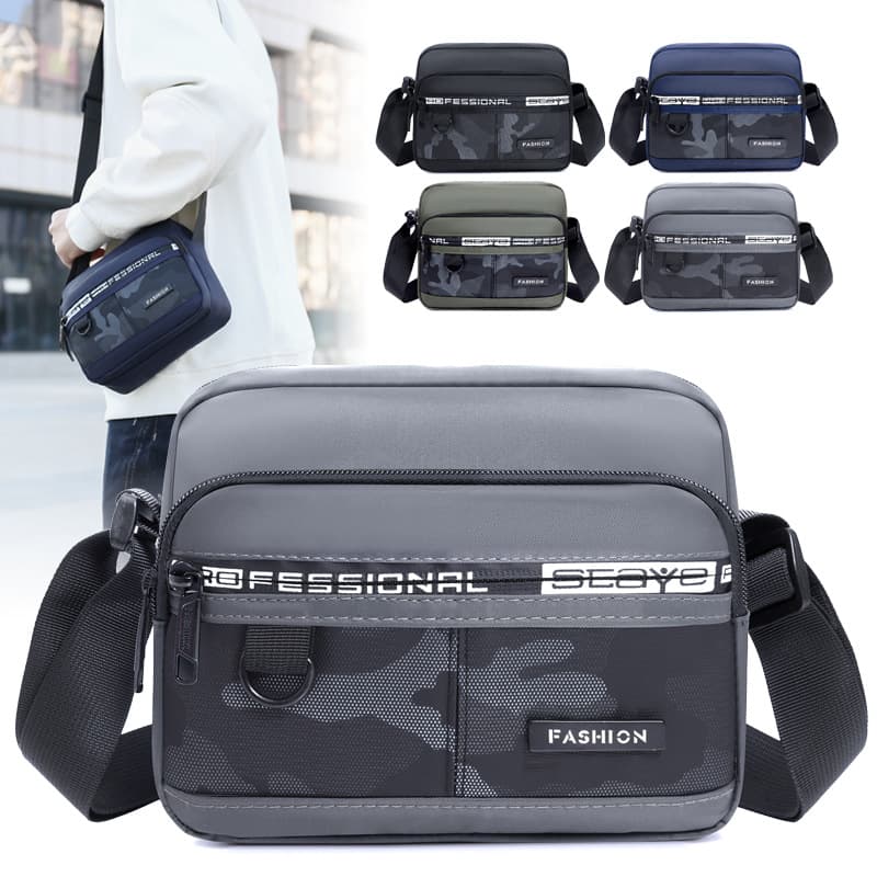 New casual simple popular single shoulder bag men's horizontal and vertical version large capacity multi-layer messenger bag nylon waterproof travel bag