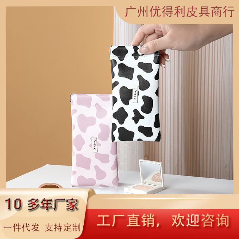 Glasses Bag Sunglasses Sunglasses Women's Portable Storage Set Cute Cartoon Cow Cute Style Fresh Style Portable Glasses Case