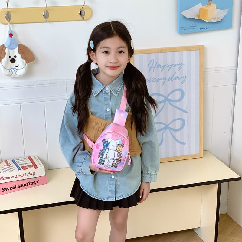 Cartoon Cute Children's Bag Bear Outing Boy Chest Bag Coin Purse Fashion Casual Shoulder Crossbody Bag Cross-Border