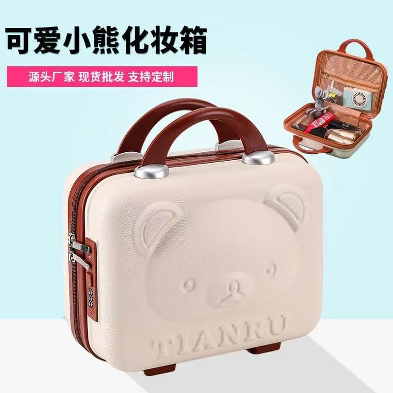 Factory Direct Sales Cute Cartoon Bear Cosmetic Bag Portable 14inch Suitcase Souvenir Suitcase Cosmetic Case