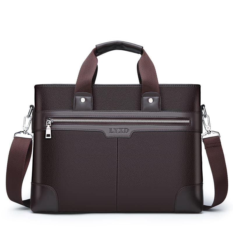 New Men's Business Handbag Simple 14inch Laptop Bag Texture Travel Shoulder Crossbody Briefcase
