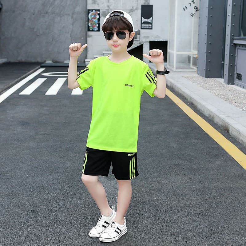 Summer Children's Sports suit 2025 New Boys' Quick-drying Short-sleeved Clothes for Boys and Primary School Students Running Two-piece Set