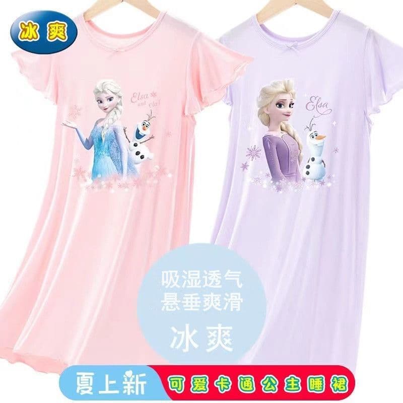 Girls' Elsa Princess Cartoon Dress 2026 New Frozen Nightgown Children's Home Clothes Pajama Dress