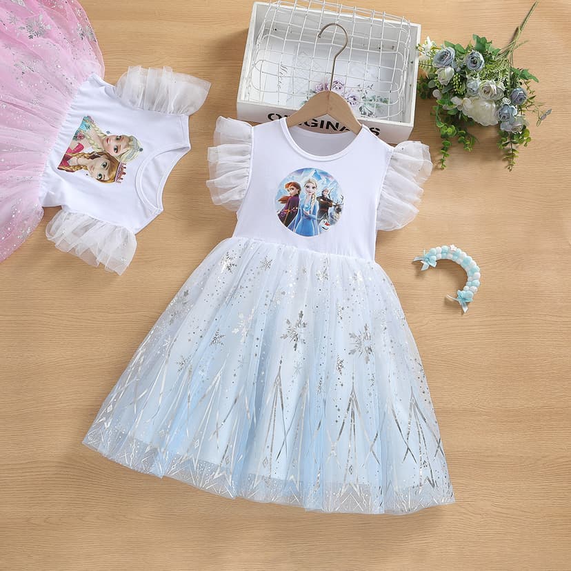 Girls' dress summer Western style Aisha Princess baby dress 2024 new children's mesh dress Princess dress cotton