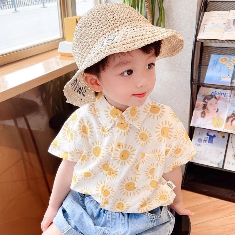 Boys' Summer Short-Sleeved Shirts 2026 New Style Kidsren's Summer Cool Plaid Shirts Boys' Summer Thin Tops