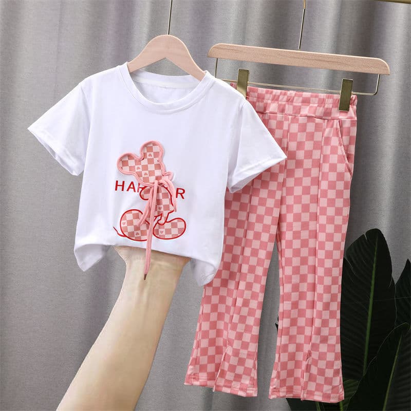 Girls' Sports Suit Summer 2026 New Trendy Children's Short-Sleeve T-Shirt Casual Two-Piece Set for Kids