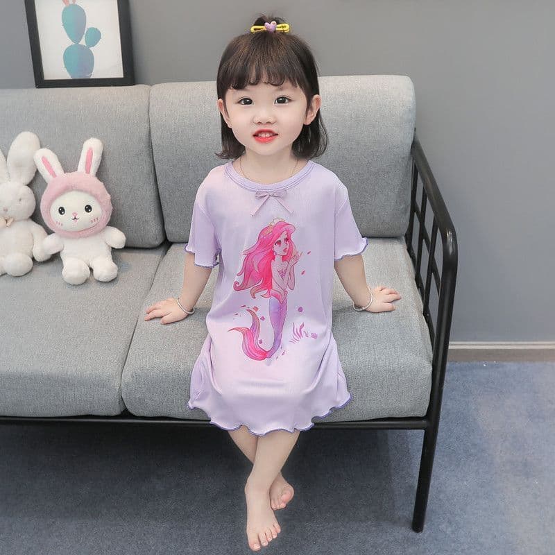 Summer Thin Cool Girl's Nightdress Children's Pajamas Girl's Mermaid Princess Skirt Ice Silk Home Clothes