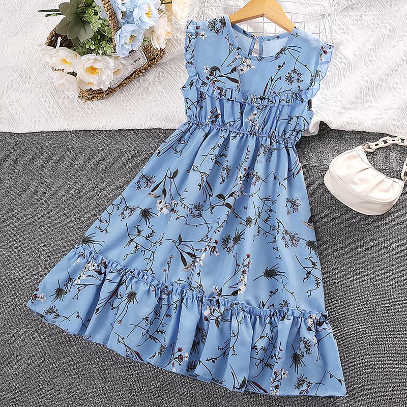 Popular Girls' Dresses Cross-Border Children's Clothing 2025 Summer New Children's Printed Sleeveless Princess Skirts Wholesale