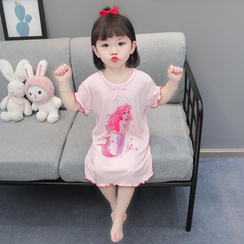 Girl's Nightdress Children's Pajamas Summer Thin Girl's Mermaid Princess Skirt Ice Silk Home Clothes