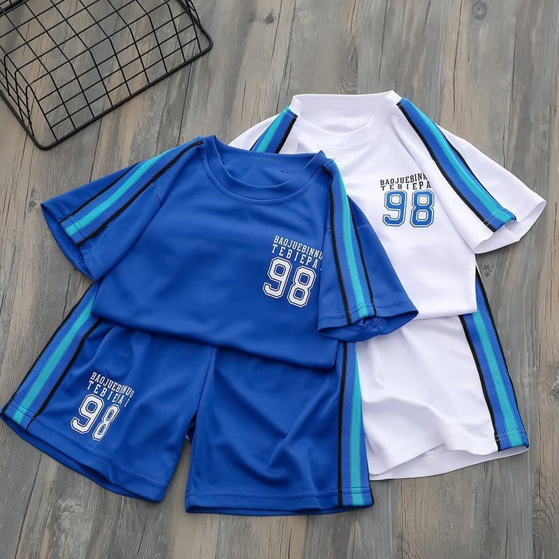 Boys' Summer Outfit 2025 New Trendy and Stylish Short-Sleeve Sportswear Summer Wear Korean Style Trendy Clothing