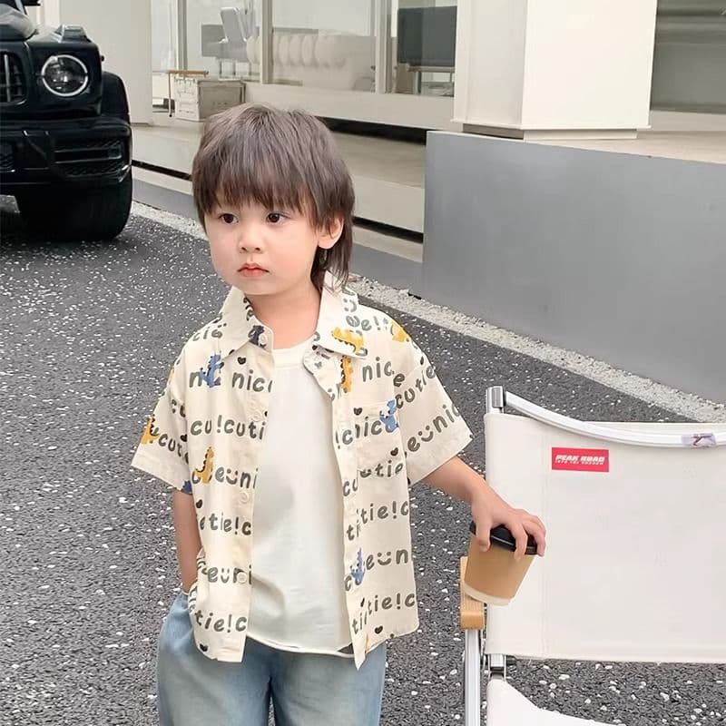 2026 Summer Beach Style Thin Tops for Kids, Cool Street Style Loose Shirts, Boys' Floral Shirts, Short-Sleeve Trendy Shirts