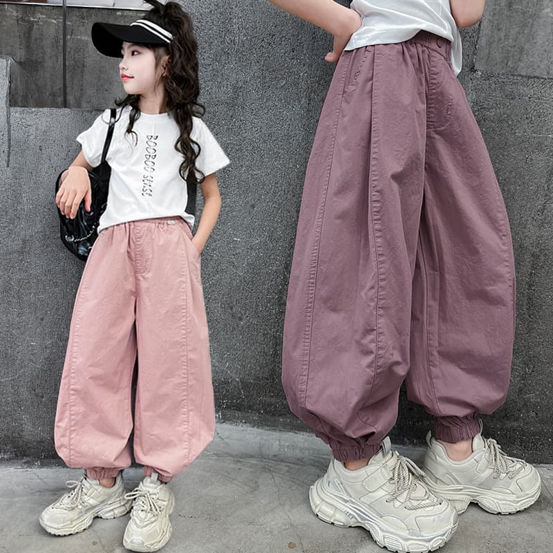 Girls' Summer Pants 2025 New Korean Style Loose Summer Anti-Mosquito Bloomers for Older Girls Fashionable Suit