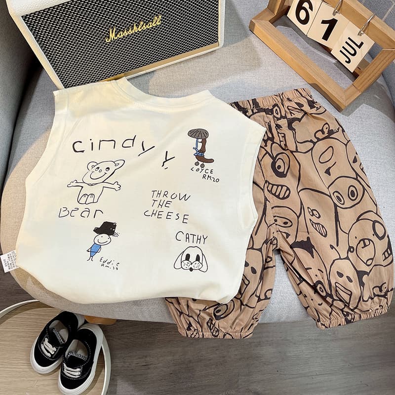 Boys Summer Suit 2025 New Children's Anti-Mosquito Pants Trousers Thin Two-Piece Set Boys Summer Middle-Aged Children