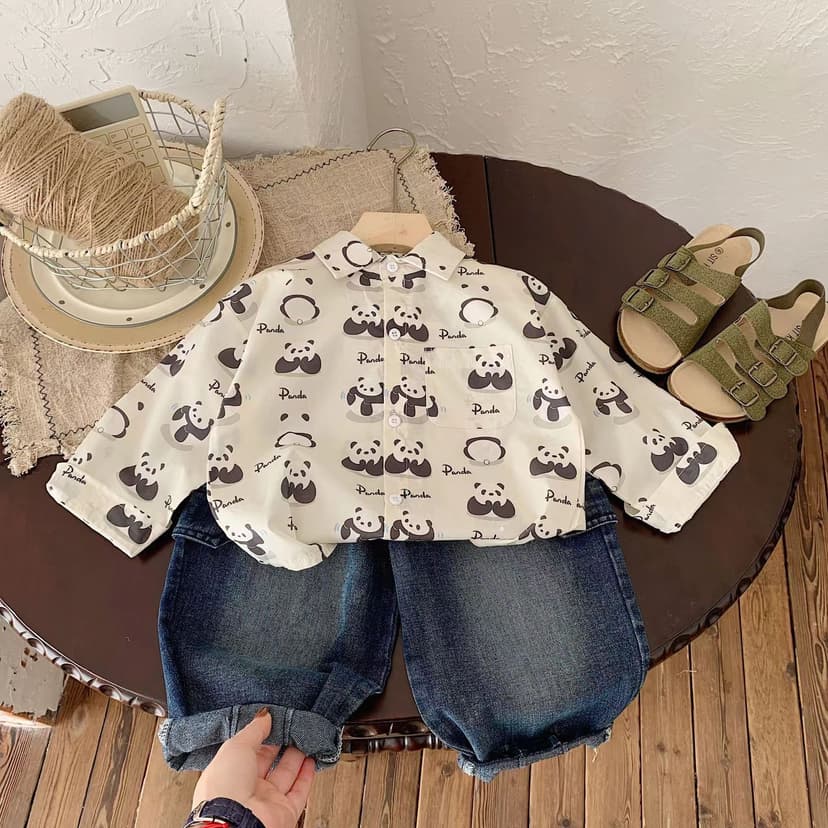 Boys' Autumn Shirts 2025 New Trendy Children's Korean Style Long-Sleeved Shirts Boys' Spring and Autumn Tops