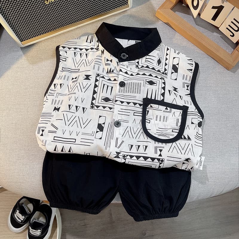 Korean Boys Summer Shirt Shorts Set 2025 Handsome and Fashionable Baby Short-Sleeved Clothes Kidsren's Two-Piece Set