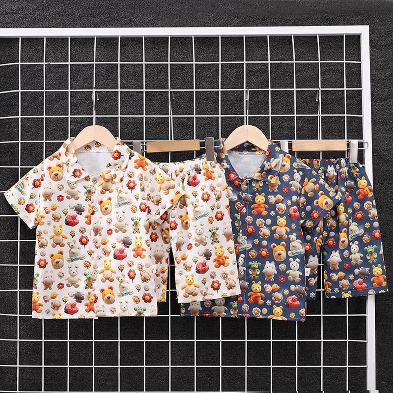 Boys Summer Suit Shirt 2025 New Kidsren's Summer Beach Shorts Summer Baby Trendy Two-Piece Set