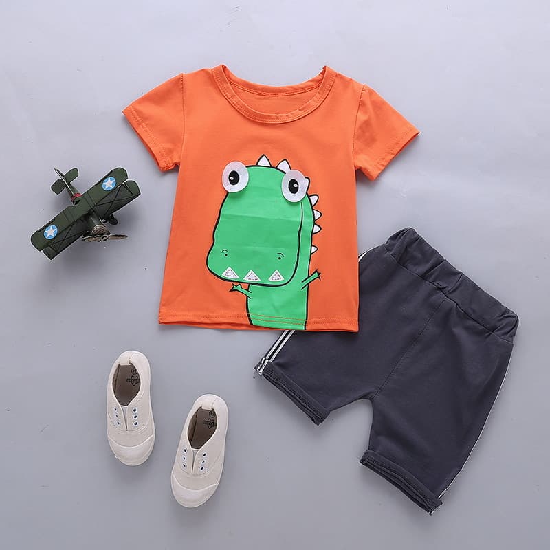 Boys' summer clothes suit 2022 new western style short-sleeved T-shirt children's summer children's clothing two-piece suit 1-2-3-4 years old fashion