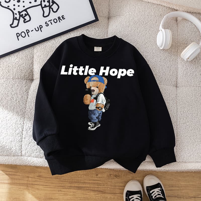 Trendy Children's Sweatshirt Wholesale 2026 New Spring and Autumn Boys' Clothing Trendy Bear Round-Neck Stylish Tops and Jackets