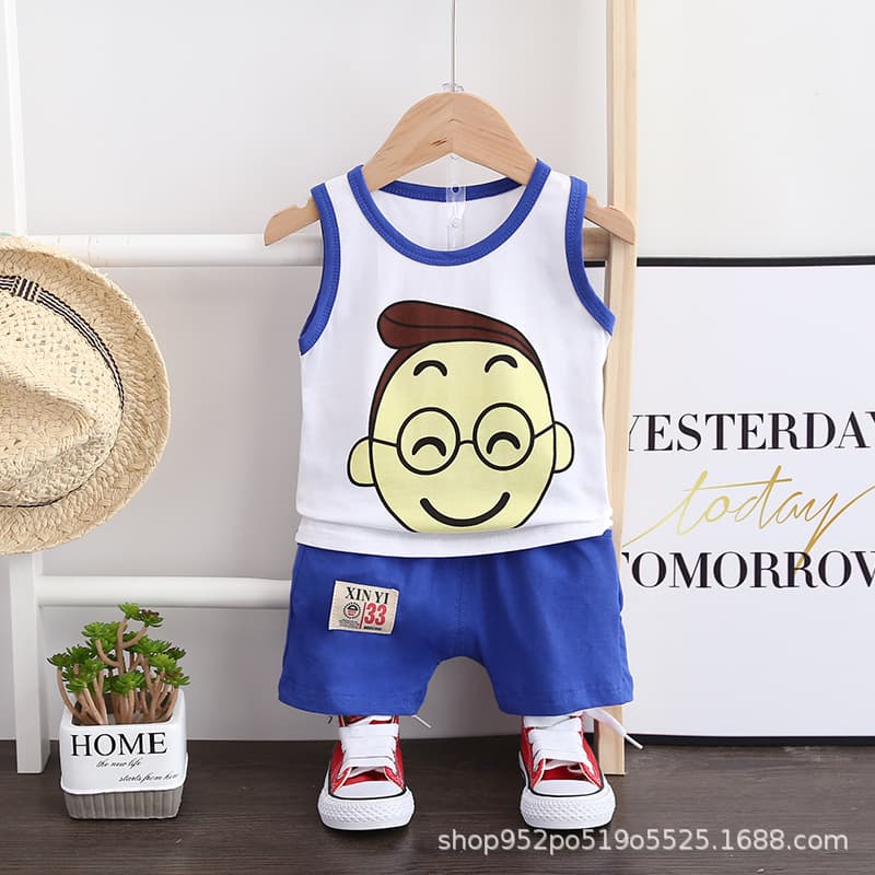 Boys' Vest Set Summer 1-3 Years Old 4 Children's Fashionable Sleeveless Two-piece Set Handsome Baby Foreign Style Korean Summer Fashion