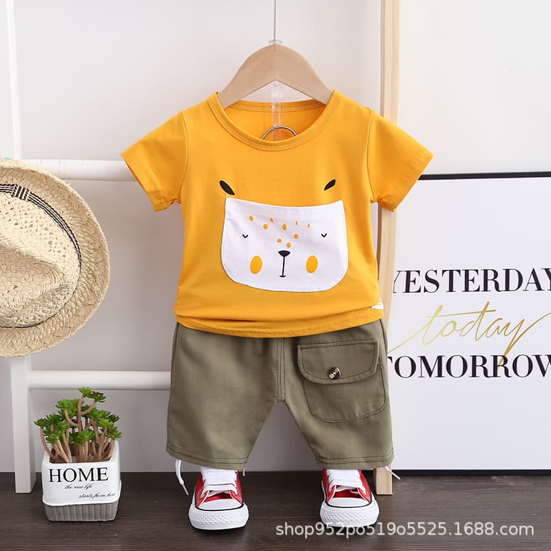 Children's clothing boys and girls short-sleeved shorts suit 1-5 years old western style Baby Children suit infant clothes summer fashion