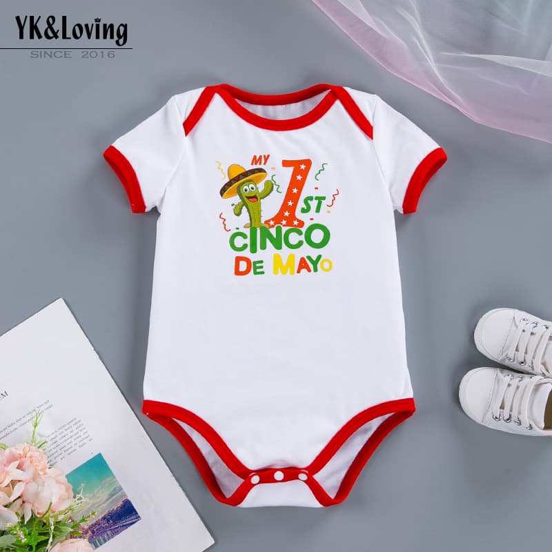 Cross-border foreign trade children's clothing Mexico Festival baby clothing summer newborn men's and women's short-sleeved cartoon romper romper